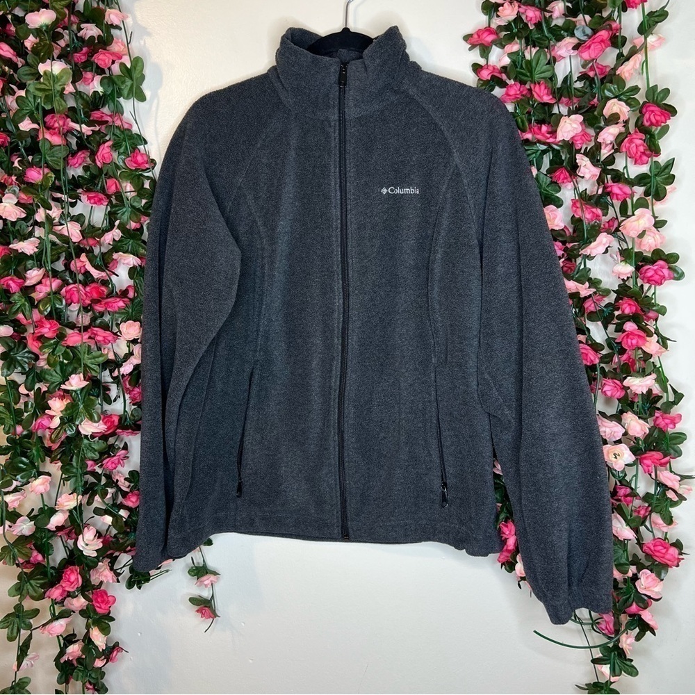 Columbia Gray Fleece Full Zip Jacket Womens Medium Outdoor Walking Casual